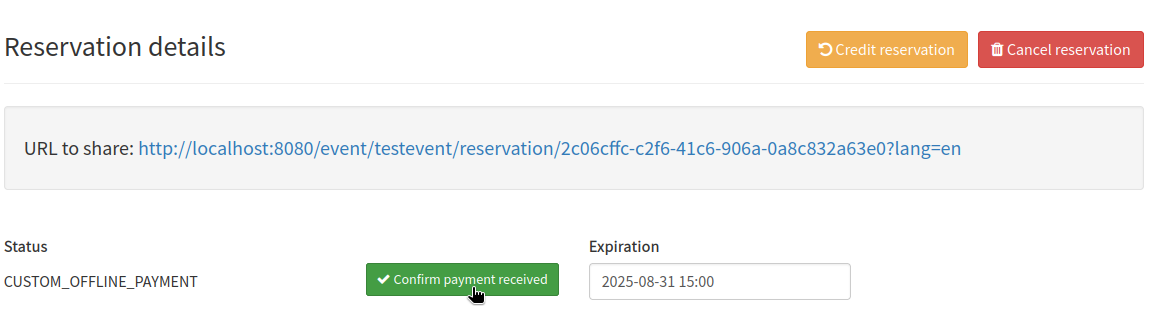 Setting reservation payment as confirmed